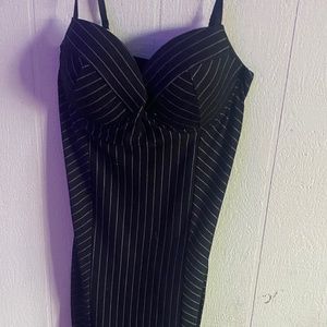 Sexy Business Mini Black pinstripe dress
